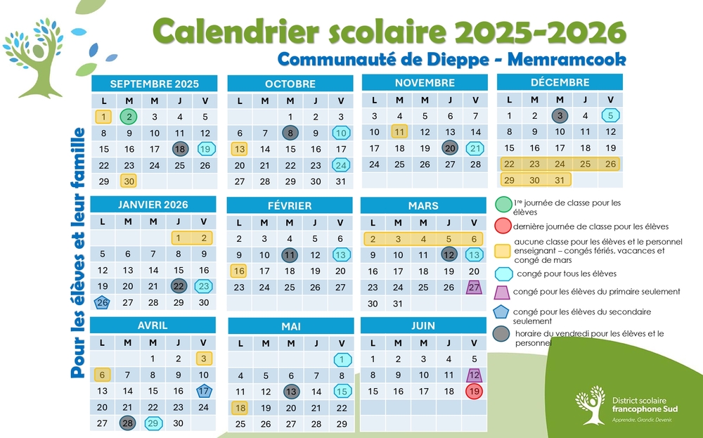 Calendriers scolaires 2025 2026 Dieppe Memramcook 1 page 0001