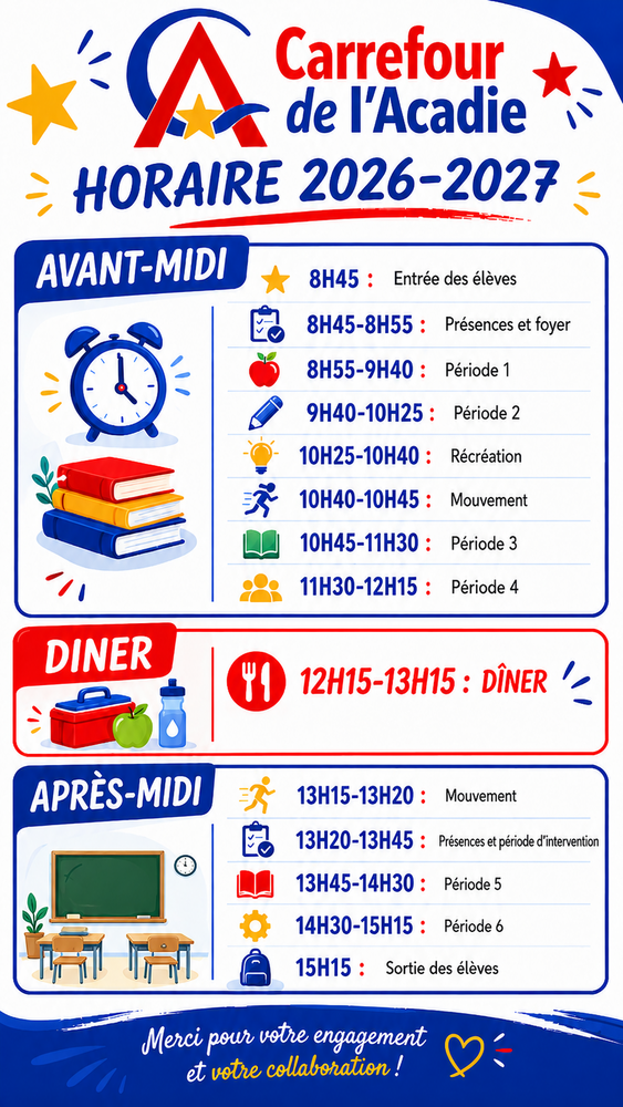 Horaire de la journée 3